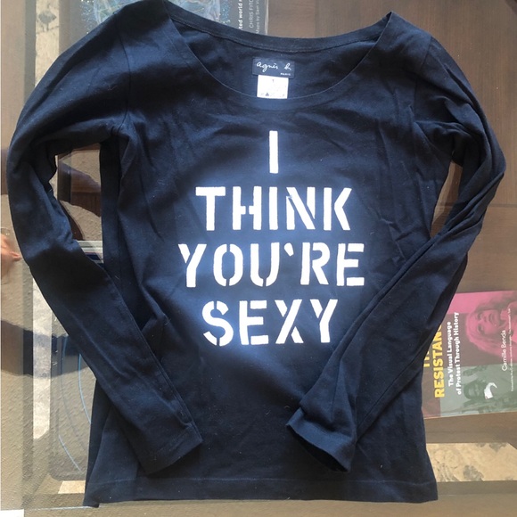 Agnes B. Tops - Agnes B Black Long Sleeve Graphic Tee